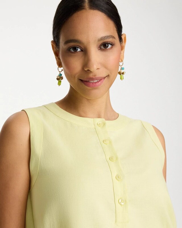 Linen-Cotton Henley Dress - image 4